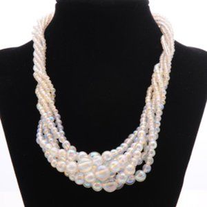 Clear Crystal twisted Multi-Strand Necklace